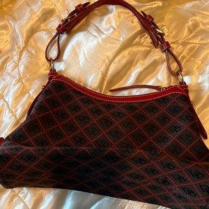 DOONEY & BOURKE Logo Fabric Hobo Bag w/ Silver Tone Hardward
